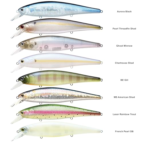 LUCKY CRAFT Pointer 128SP, Freshwater Lake Bass Fishing Lure, Jerkbait, Suspending, Fishing Gear, Fishing Accessories, Fishing Tackle - color: 272 MS Ghost Minnow