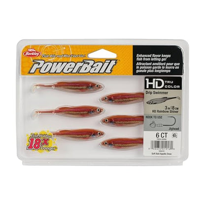 Berkley PowerBait Drip Swimmer Fishing Soft Bait - color: HD Rainbow Shiner, size: 3"
