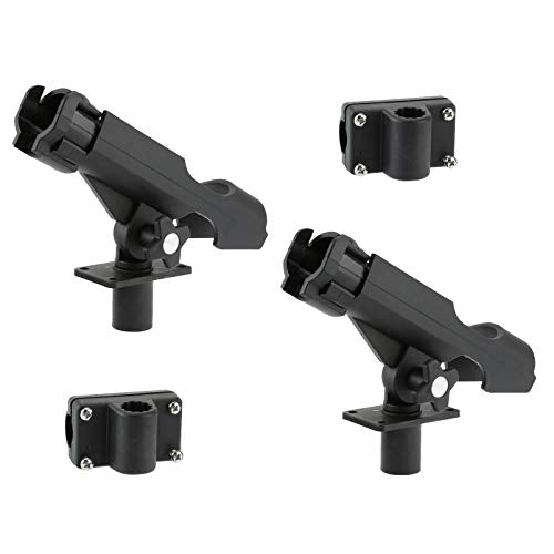HiUmi Adjustable Black Fishing Rod Holder for Boat Kayak Swivel Side Mount Kits Tackle - color: RH40-2Pack