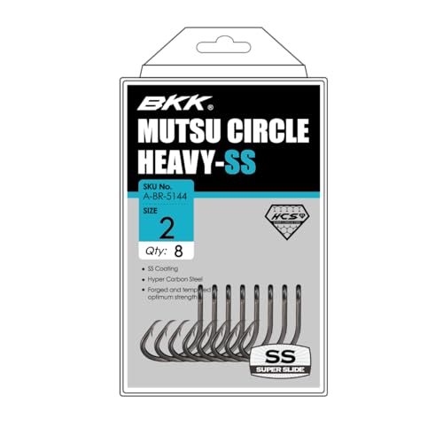 BKK MUTSU Circle Heavy-SS Hook | 3X | Saltwater Super Slide Coating | Hyper Carbon Steel | Forged Shank | Needle Point