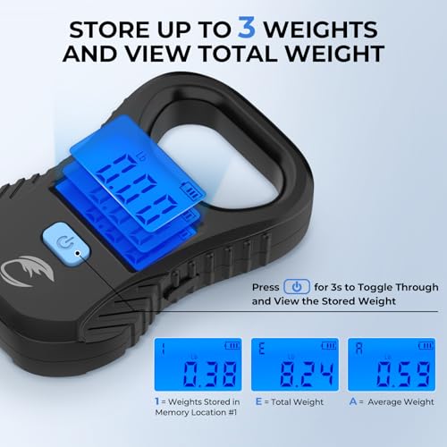 Calamus Lightweight Fish Scale – Rechargeable Digital Scale with USB Cable, 55lb Capacity, Multi-Units Pound/Ounces & Kilograms, High Accuracy, Backlight LCD Display, Fishing Gifts for Men - color: Black