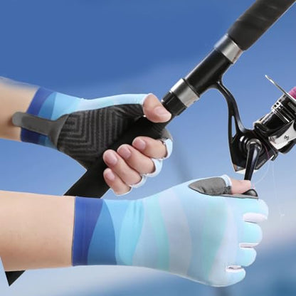 Breathable Elastic Gloves for Fishing Hiking Cycling UPF50+ Sun Protections Fishing Gloves Comfortable Fingerless - size: Medium
