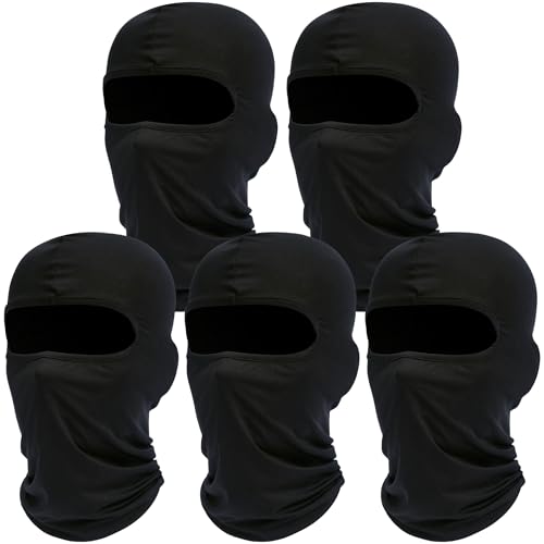 ROXUN Balaclava Ski Mask, 5 Pack Neck Gaiter Motorcycle Summer Cooling | UV Protection Shiesty, Windproof Scarf for Men/Women, Face Mask, Versatile Use - color: 5 Black