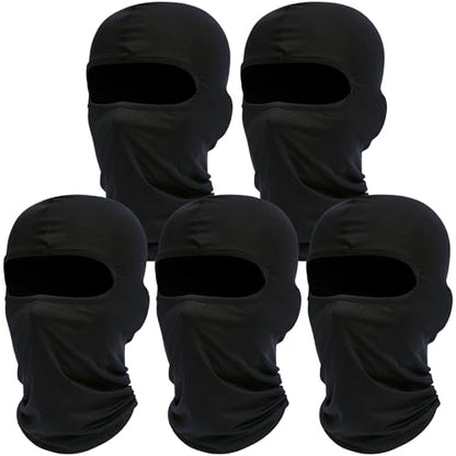 ROXUN Balaclava Ski Mask, 5 Pack Neck Gaiter Motorcycle Summer Cooling | UV Protection Shiesty, Windproof Scarf for Men/Women, Face Mask, Versatile Use - color: 5 Black