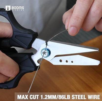 Booms Fishing Braided Line Cutter: 6.3in Multifunction Fishing Scissors - Fishing Shears with Serrated Blades and Side Wire Cutter, S04 - style: Scissors Only