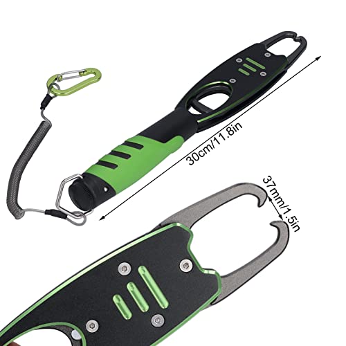 Night Cat Fish Lip Gripper with Scale, 2 in 1 Aluminum Alloy Fish Lip Grabber Professional Fishing Lip Gripper Tool Kit