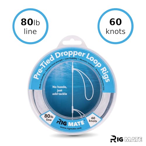 80 lb Pre-Tied Dropper Loop Rigs. Fishing Line Spool. Loops 18 Inches Apart with 5.5 Inch Loop Size. Perfect for Saltwater & Freshwater Fishing. Perfect for Snapper & Other Bottom Feeding Fish.