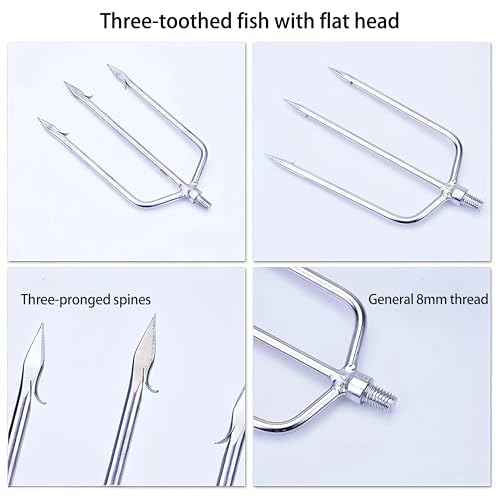 8mm Universal Screw 3-Prong 5-Prong Harpoon | Stainless Steel Fishing Harpoon Gig Gaff Hook for Frog Gigging, Spearfishing and Bowfishing