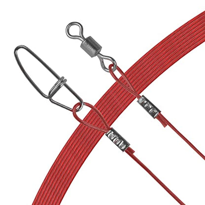 20PCS Fishing Leader Line,150LB High Strength Saltwater Fishing Stainless Steel Leaders with Swivel Snaps Connect Tackle Lure Rig and Hooks 19.7inch - color: Red - 20pcs