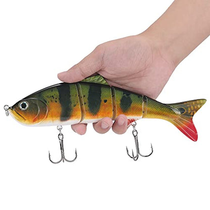 10in Multi Jointed Swimbait Fishing Lures Bait,4 Segment Big Giant Sinking Fishing Bass Lures,Crankbaits Swimbaits with Treble Hook - color: 10in,4.76oz-Color B
