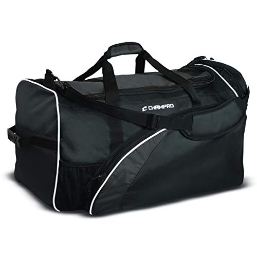 CHAMPRO Varsity Football Equipment Bag With Shoulder Carry Strap, Laundry and Helmet Bags - color: BLACK