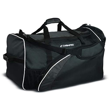 CHAMPRO Varsity Football Equipment Bag With Shoulder Carry Strap, Laundry and Helmet Bags - color: BLACK