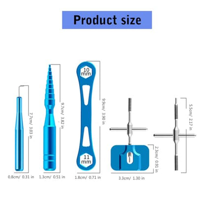 Spool Disassembling Wrench Reel Bearing Pin Remover Wheel Remover Tool Fishing Reel Ball Bearing Maintenance Aluminum Alloy Fishing Tool - color: Set Blue