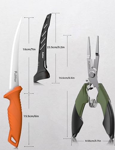 2PC Fishing Tool Kit - 7" Fillet Knife,Fishing Pliers,Multitool Hook Remover Fishing Pliers,Fishing Gear for Saltwater - color: 6.5"Fishing Pliers Green