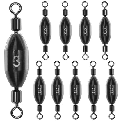 Fishing Weights Swivel Bullet Sinkers Brass Fishing Weights Saltwater Freshwater Bass Sinker Weight with Swivel Rolling 1/4oz, 1/8oz, 1/16oz，1/32oz, 3/8oz, 1/2oz - style: 3/8oz-10pcs