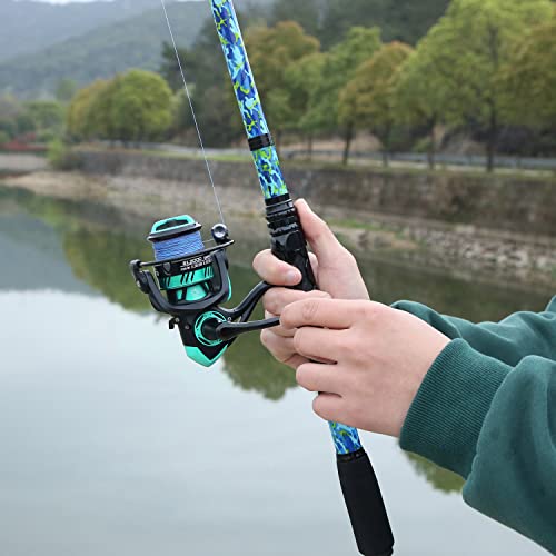 Sougayilang Telescopic Fishing Rod and Reel Combo – Full Kit with Carrier Bag, 11+1 Bearings Spinning Reel, Carbon Fiber Travel Pole for Bass, Trout, Catfish, Redfish – Saltwater Freshwater - color: Green Full Kit with Carrier Case, size: 5.9 ft