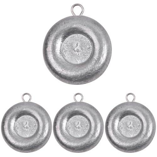 Disc Sinkers Fishing Weights Coin Sinkers Saltwater Surf Fishing Weights Bottom Fishing Drifting Trolling Catfishing Fishing Sinkers Weights Saltwater Tackle 1oz 2oz 3oz 4oz 5oz 6oz 8oz - style: 4oz-4pcs