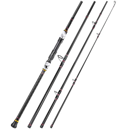 Sougayilang Surf Fishing Rod Portable Travel MH/H Surf Spinning Rod 4 Piece Carbon Fiber Saltwater Fishing Rod 10'/11'/12'/15' - color: gray, size: 12ft-Spinning-4Pc-H