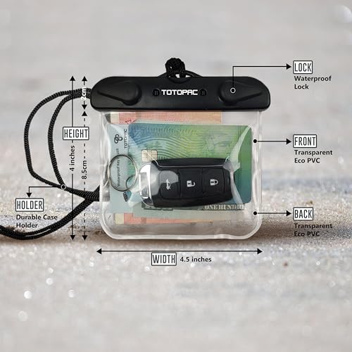 2Pack Waterproof Car Key FOB Case Floating Wallet Pouch for Remote Keys ID Credit Card Cash Money Submersible Dry Bag Holder (2, Black + Transparent) - color: Black + Transparent