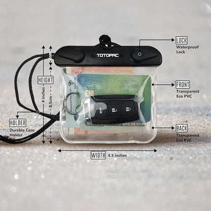2Pack Waterproof Car Key FOB Case Floating Wallet Pouch for Remote Keys ID Credit Card Cash Money Submersible Dry Bag Holder (2, Black + Transparent) - color: Black + Transparent