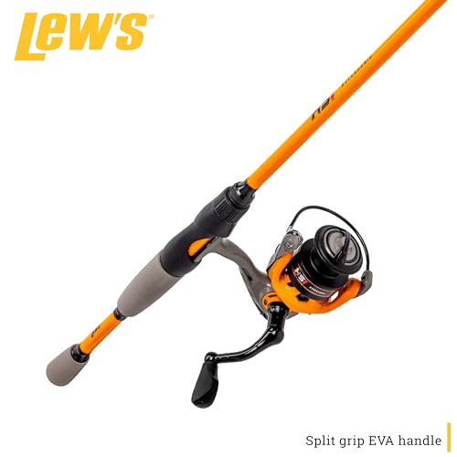 Lew's Hypersonic Spinning Reel and Fishing Rod Combo, IM6 Graphite Rod with Fast Action, 3+1 Bearings, 5.1:1 Gear Ratio, Speed Lube - size: 6'0"