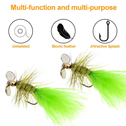 Fly Fishing Poppers Fly Fishing Dry Flies Topwater Fishing Lures Bass Popper Flies Bugs Lures Panfish Bait Fly Trout Bobber Flies Kit for Bass Trout Panfish Bluegill Salmon - color: C: 5pcs Hand Tied Fly Fishing Flies
