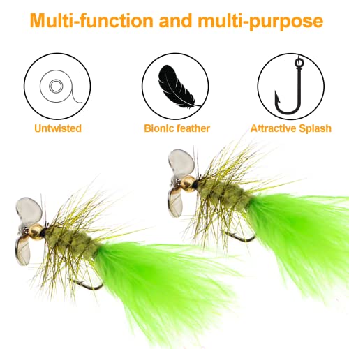 Fly Fishing Poppers Fly Fishing Dry Flies Topwater Fishing Lures Bass Popper Flies Bugs Lures Panfish Bait Fly Trout Bobber Flies Kit for Bass Trout Panfish Bluegill Salmon - color: C: 5pcs Hand Tied Fly Fishing Flies