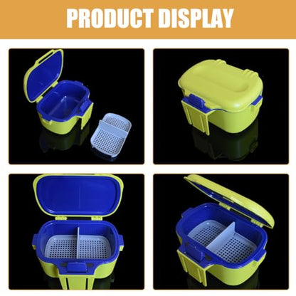 Dual-Layer Worm and Red Worm Bait Holder Box Portable Yellow Insulated Fishing Bait Storage Container with Waist Clip for Live Fishing