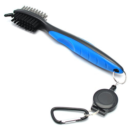 Mile High Life Microfiber Waffle Pattern Golf Towel | Club Groove Cleaner Brush | Foldable Divot Tool with Magnetic Ball Marker (Blue Towel/Brush/Bone Divot) - color: Blue Towel/Brush/Bone Divot