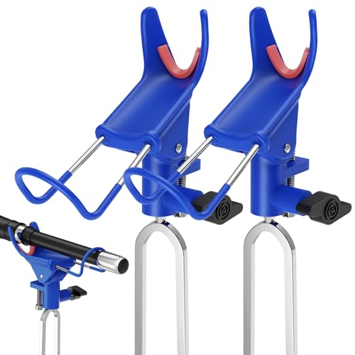 DZrudun Fishing Rod Holder for Ground, Fishing Pole Holders for Ground 2/4PCS, Rod Holders for Bank Fishing with Long Drill Stake Rod Stand for Shore, Beach, Mud, Catfish, Gift for Men,360° Adjustable - style: 2 Pack Blue Fishing Rods Holder
