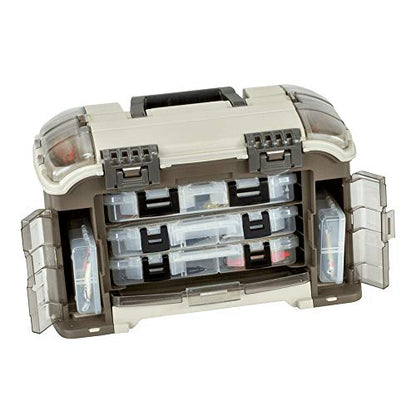 Plano Elite Series Ultimate Angled Tackle System, Graphite & Sandstone, Includes 6 StowAway Utility Boxes, Premium Tackle Storage for Fishing Gear and Accessories, Waterproof Case