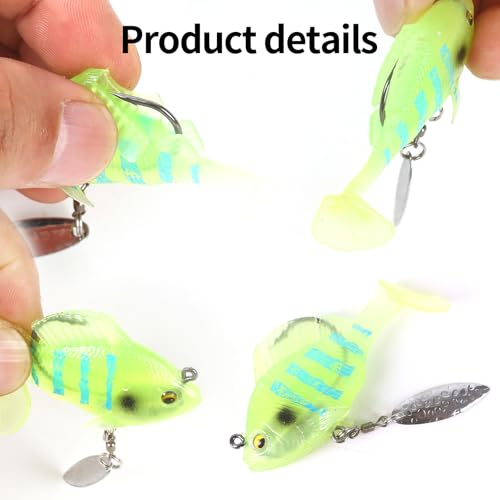 Soft Fishing Lures for Bass: Premium Pre-Rigged Jig Head Paddle Tail Swimbaits for Freshwater and Saltwater - color: 12pcs spinner