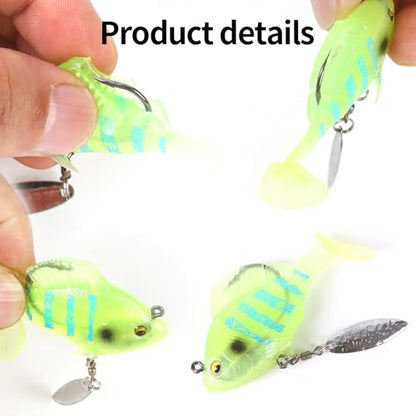 Soft Fishing Lures for Bass: Premium Pre-Rigged Jig Head Paddle Tail Swimbaits for Freshwater and Saltwater - color: 12pcs spinner