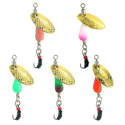 Trout Spinners - Fly Trout Fishing Lures for Bass Salmon Pike, Smallmouth Bass Lures with Brass Spinner for Lake River Fishing - color: Style F-0.1oz/10PCS