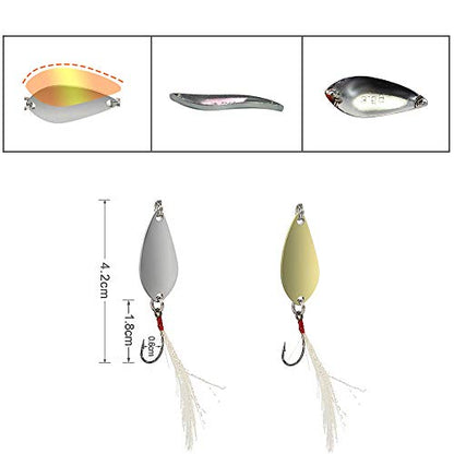 Fishing Spoon Lure Set Metal Baits for Trout, Char and Perch Fishing with Tackle Box (Pack of 12)