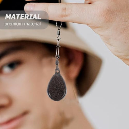 Ciieeo 5pcs Fishing Weights with Rings Iron Flat Pear-Shaped Sinkers 57g Smooth Surface Weighted Drop Shot Terminal Tackle for Freshwater Carp and Outdoor Fishing