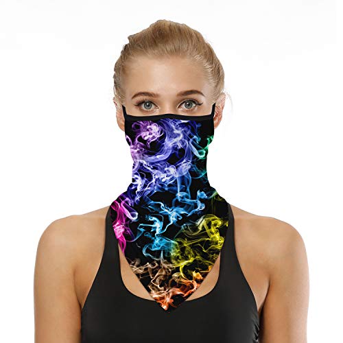YAYOUREL Neck Gaiter Face Mask Bandanas for Men Women UV Face Scarf Cover Ear Loop Hole Facemask for Fishing Running Cycling - color: Colorful