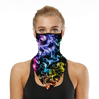 YAYOUREL Neck Gaiter Face Mask Bandanas for Men Women UV Face Scarf Cover Ear Loop Hole Facemask for Fishing Running Cycling - color: Colorful