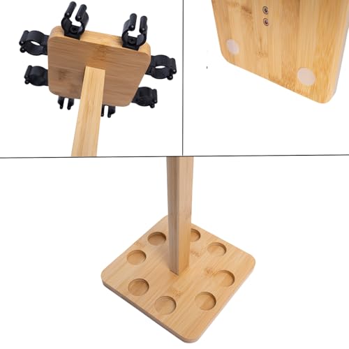 Fishing Pole Rod Racks—Floor Stand Bamboo Fishing Gear Equipment Storage Organizer, Easy Installation - Square rods holder - style: holds up 8 rods