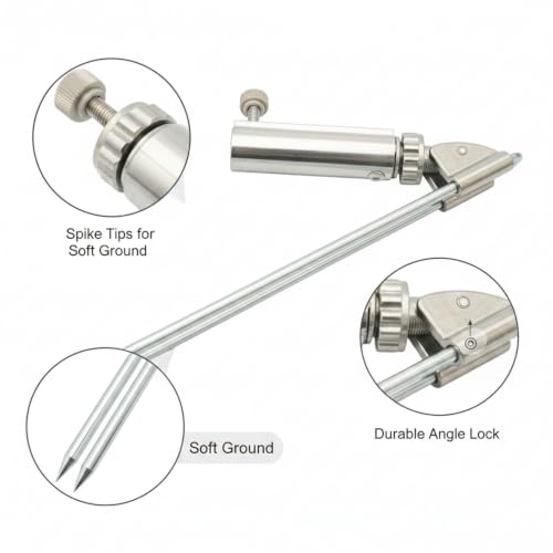 Fishing Rod Holder Ground Spike, Metal Vertical Stake for Soft Soil, Riverbank and Lakeside Angling Accessory, White