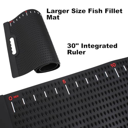 Kylebooker Fish Fillet Mat Extra Large 32 x 15.7 in | Anti-slip Texture ,Integrated Ruler, , Easy to Clean Material, Portable Storage, Fish Cutting Board