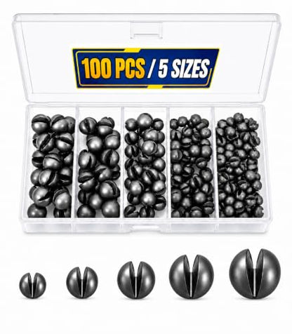100/150Pcs Split Shot Fishing Weights – Premium Removable Fishing Sinkers,5/6 Sizes Assortment (0.02oz–0.14oz) for Freshwater & Saltwater Fishing - style: 100-round
