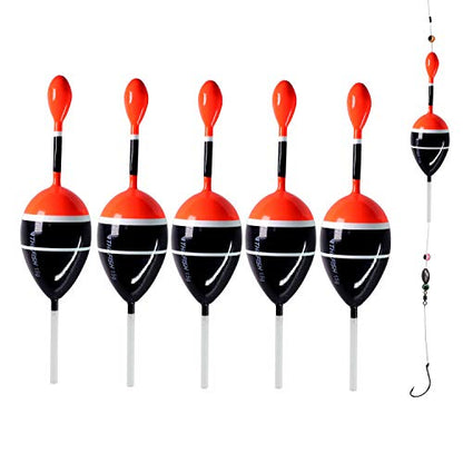 THKFISH Fishing Floats Bobbers Slide Floats Balsa Fishing Bobber Slip Bobbers for Crappie Panfish Trout Bass (1/2oz 2"x5.28") (1/6 1.6"x4.8") 5Pcs - color: Black and Red, size: 1/6 oz 1.6"x4.8" - 5Pcs
