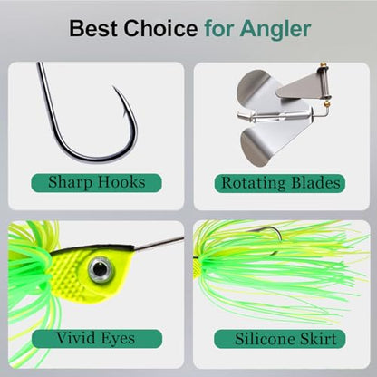 Fishing Lures Buzzbait Spinnerbait Jigs Lure for Bass Pike Fishing Freshwater 5/8oz Bass Fishing Lures