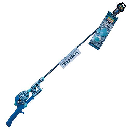 Kid Casters Tangle-Free Fishing Combo | Spincast Reel & Practice Casting Plug with Bobber | 34" Tangle-Free Combo | Pre-spooled 6-lb Line | Blue | Spincast Reel, Practice Casting Plug with Bobber, 34" Tangle-Free Combo, Pre-spooled 6-lb Line