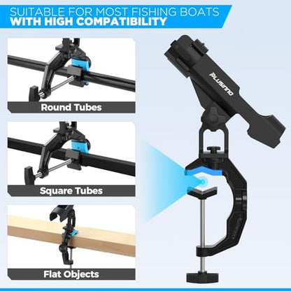PLUSINNO 1/2/4 Pack Fishing Rod Holders for Boat, Fishing Rod Holder with Enlarge Clamp, Innovative Dual-V Shaped Design, Fit Round/Square Tube Boat Fishing, Fishing Gear, Fishing Gifts for Men - color: Rod Holder-2 Pack