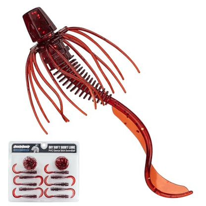 QualyQualy Soft Fishing Lures Soft Plastic Kit with Skirt 10pcs Soft Bait Grub for Bass, Crappie Wacky Worms Baits Set 2.95" for Texas Carolina Rig Kit - color: Red -10pcs