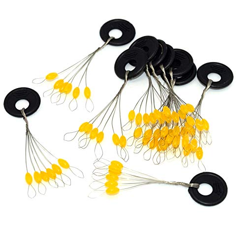 6 in 1 Fishing Bobber Stopper,Soft Silicone Float Sinker Stops,100Pcs Cylinder,Oval Float Stop Stoppers… - color: Orange-Oval, size: Medium