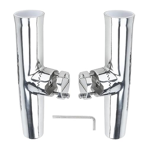 NovelBee 4pcs Stainless Tournament Style Clamp on Fishing Rod Holders,Rail Mount Fishing Rod Pole Holder for Marine Boat Yacht