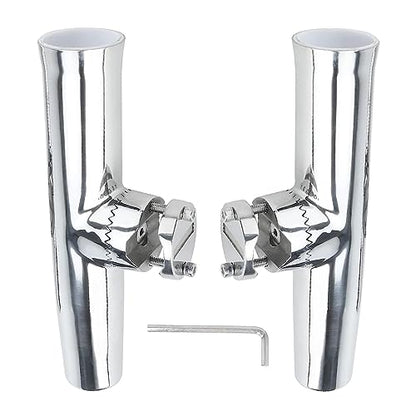 NovelBee 4pcs Stainless Tournament Style Clamp on Fishing Rod Holders,Rail Mount Fishing Rod Pole Holder for Marine Boat Yacht